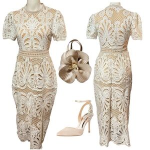 Bluivy White Midi Dress with Elegant Design Size S